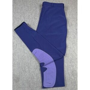TuffRider Breeches Women 34 Deep Purple Ribb Knee Patch Equestrian Pants